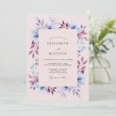 Invitation Mariage Floral de Pervenche en Forêt (Debout devant)