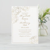 Invitation Mariage floral de pivoine blanc brillant (Debout devant)