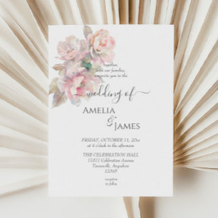 Invitation Mariage floral de pivoine rose romantique