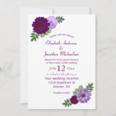 Invitation Mariage floral de pivoine violette (Devant)
