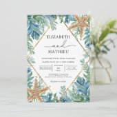 Invitation Mariage floral de poisson étoilé côtier (Debout devant)