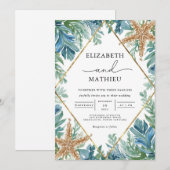 Invitation Mariage floral de poisson étoilé côtier (Devant / Derrière)