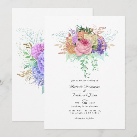 Invitation Mariage Floral de Printemps (Devant / Derrière)