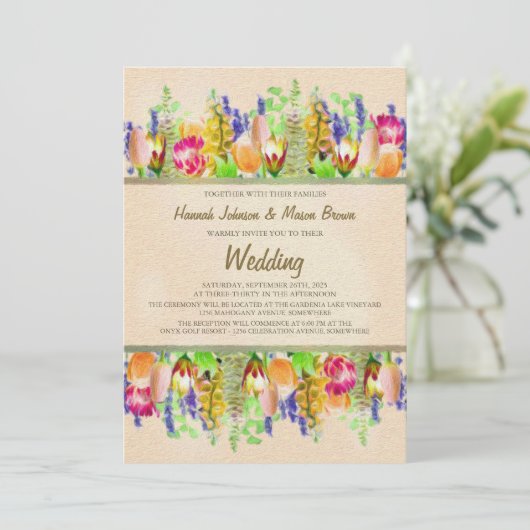 Invitation Mariage floral de printemps (Debout devant)