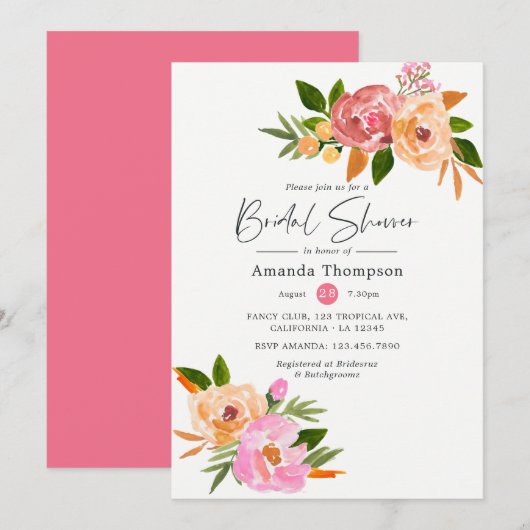 Invitation Mariage Floral de Printemps (Devant / Derrière)