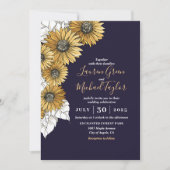 Invitation Mariage floral de printemps de tournesol jaune vio (Devant)
