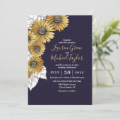 Invitation Mariage floral de printemps de tournesol jaune vio (Debout devant)