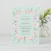Invitation Mariage Floral de Printemps Menthe (Debout devant)