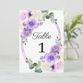 Invitation Mariage floral de printemps pourpre Numéro de tabl (Debout devant)