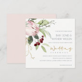 INVITATION MARIAGE FLORAL DE PROTÉA BURGUNDÉ ROSE BLANC BLANC (Devant / Derrière)