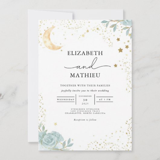 Invitation Mariage floral de rêve céleste (Devant)