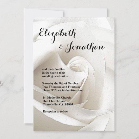 Invitation Mariage floral de Rose blanche (Devant)