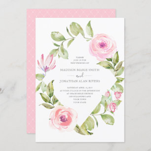 Invitation Mariage floral de rose de diamant de ressort
