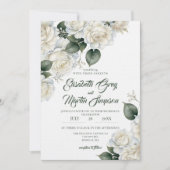 Invitation Mariage Floral de Roses Sage (Devant)