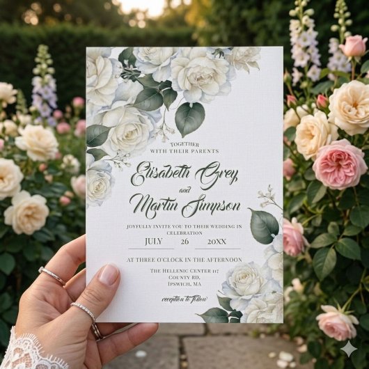 Invitation Mariage Floral de Roses Sage