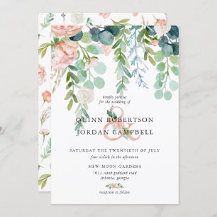 Invitation Mariage floral de rougissement d'aquarelle de