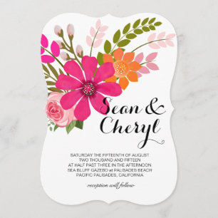 Invitation Mariage floral de ruban de bannière de folklore