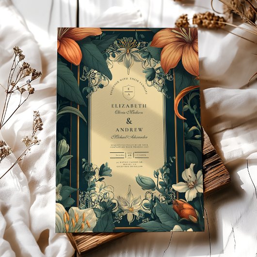 Invitation Mariage floral de style Art nouveau