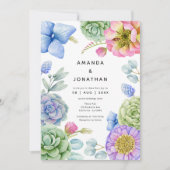 Invitation Mariage Floral de Succulentes à la Mode (Devant)