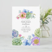 Invitation Mariage Floral de Succulentes à la Mode (Debout devant)