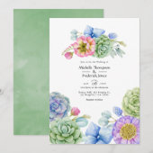 Invitation Mariage Floral de Succulentes à la Mode (Devant / Derrière)