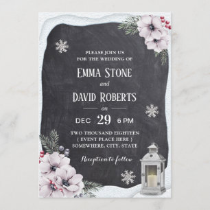 Invitation Mariage floral de tableau de lanterne d'hiver