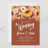 Invitation Mariage floral de tomme de terre cuite (Devant)