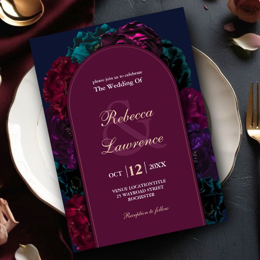 Invitation Mariage floral de tons de joaillerie