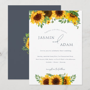 Invitation Mariage Floral de Tournesol Bohème