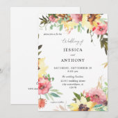 Invitation Mariage Floral de Tournesol d'Été 2 (Devant / Derrière)