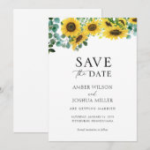 Invitation Mariage floral de tournesol Enregistrer la date (Devant / Derrière)