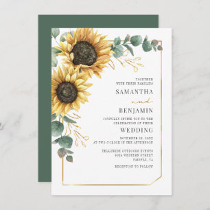 Invitation Mariage floral de tournesol Eucalyptus