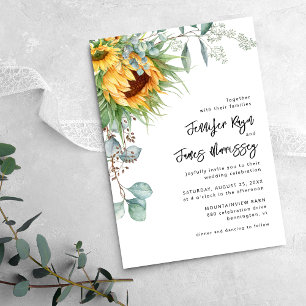 Invitation Mariage Floral de Tournesol Eucalyptus Rustique