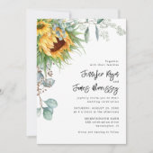 Invitation Mariage floral de tournesol eucalyptus rustique (Devant)