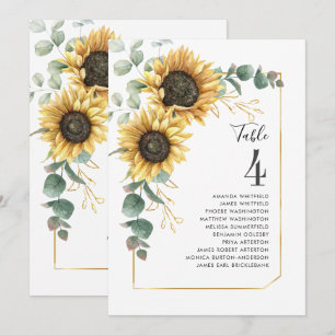 Invitation Mariage floral de tournesol Eucalyptus Tableau Num