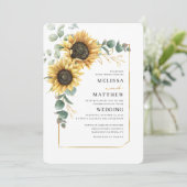 Invitation Mariage floral de tournesol moderne (Debout devant)