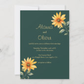 Invitation Mariage floral de tournesol or vert orange (Devant)