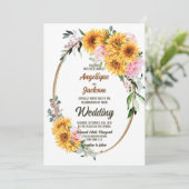 Invitation Mariage floral de tournesol rustique (Debout devant)
