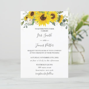 Invitation Mariage floral de tournesol rustique chic