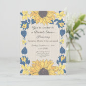 Invitation Mariage floral de tournesol rustique Fête des mari (Debout devant)