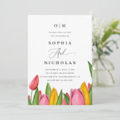 Invitation Mariage Floral de Tulipes de Printemps | Photo & C (Debout devant)