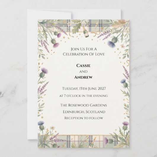 Invitation Mariage Floral de Verdure Bleu (Devant)