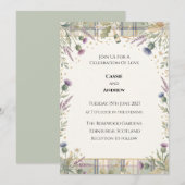 Invitation Mariage Floral de Verdure Bleu (Devant / Derrière)