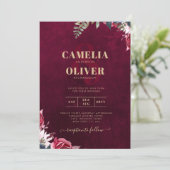 Invitation Mariage floral de vin Berry (Debout devant)