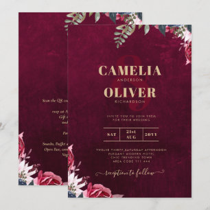 Invitation Mariage floral de vin Berry