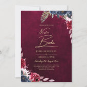 Invitation Mariage floral de vin Berry (Devant)
