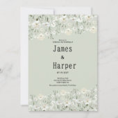 Invitation Mariage floral délicat à la menthe d'ivoire botani (Devant)