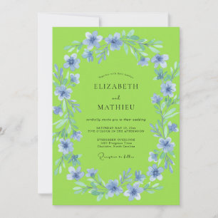 Invitation Mariage Floral Délicat Vert Citron