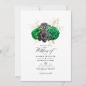Invitation Mariage floral d'émeraude foncé et or (Devant)
