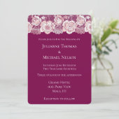 Invitation Mariage floral dentelle rose romantique (Debout devant)